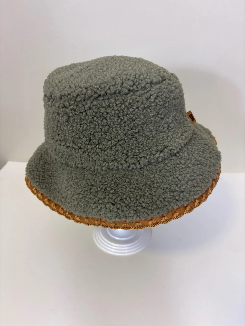 UGG Sherpa Bucket Hat in Green with Tan Trim Women’s